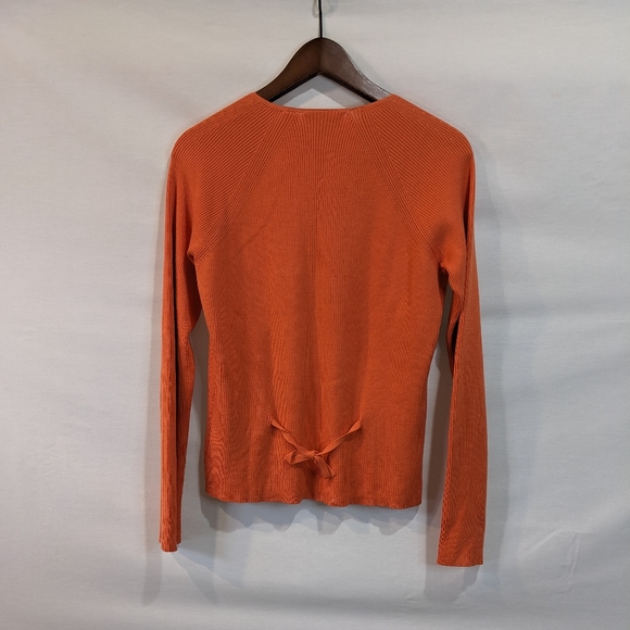 Dana Buchman 100% Cotton Ribbed Knit Soft Orange Cardigan Size XL - Picture 2 of 9
